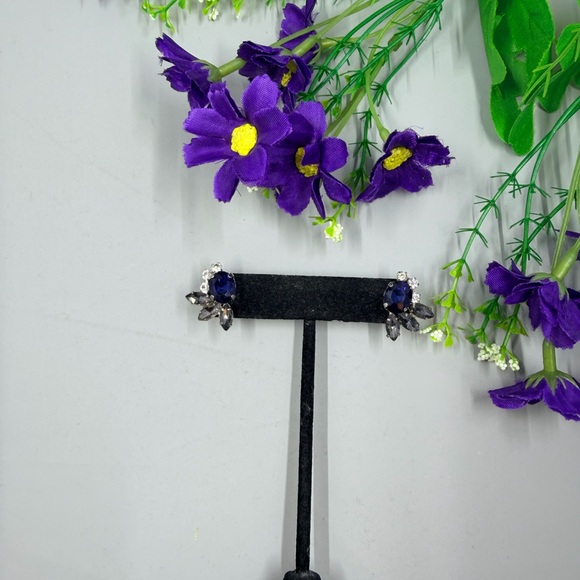 Genuine Navy Crystal Vintage Y2K Stud Earrings - Picture 6 of 8